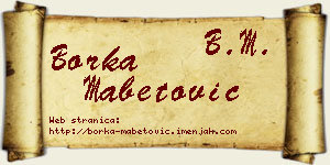 Borka Mabetović vizit kartica